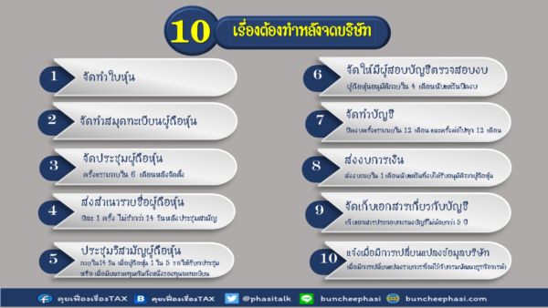 10เรื่องต้องทำหลังจดบริษัท